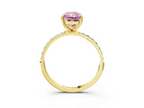 Yellow gold Fancy Pink Radiant  Diamond Pavé Band with Six-Prong Setting_34
