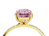 Yellow gold Fancy Pink Radiant  Diamond Pavé Band with Six-Prong Setting_35