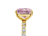 Yellow gold Fancy Pink Radiant  Diamond Pavé Band with Six-Prong Setting_36