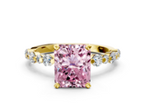 Yellow gold Fancy Pink Radiant  Diamond Prong Set Engagement Ring with Pave Band_199