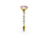 Yellow gold Fancy Pink Radiant  Diamond Prong Set Engagement Ring with Pave Band_201