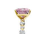 Yellow gold Fancy Pink Radiant  Diamond Prong Set Engagement Ring with Pave Band_204