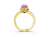 Yellow gold Fancy Pink Radiant  Diamond Solitaire Ring with Shared Prong Pavé Band_69