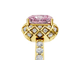 Yellow gold Fancy Pink Radiant  Diamond Solitaire Ring with Shared Prong Pavé Band_71