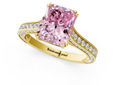 Yellow gold Fancy Pink Radiant  Diamond Solitaire with Pave Band and Six-Prong Setting_21
