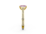 Yellow gold Fancy Pink Radiant  Diamond Solitaire with Pave Band and Six-Prong Setting_22