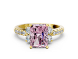 Yellow gold Fancy Pink Radiant  Diamond Three-Stone Pave Band with Four-Prong Setting_20
