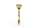 Yellow gold Fancy Pink Radiant  Diamond Three-Stone Pave Band with Four-Prong Setting_22
