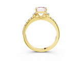 Yellow gold Fancy Pink Radiant  Diamond Three-Stone Pave Band with Four-Prong Setting_23
