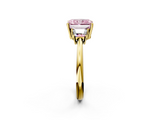 Yellow gold Fancy Pink Radiant  Diamond Three-Stone Ring with Trapezoid Side Stones and Prong Setting_19