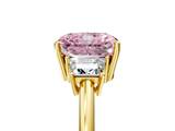 Yellow gold Fancy Pink Radiant  Diamond Three-Stone Ring with Trapezoid Side Stones and Prong Setting_22