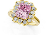 Yellow gold Fancy Pink Radiant  Halo Cluster Diamond Engagement Ring with Solitaire Band and Prong Setting_50