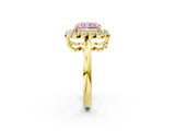 Yellow gold Fancy Pink Radiant  Halo Cluster Diamond Engagement Ring with Solitaire Band and Prong Setting_51