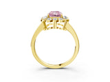 Yellow gold Fancy Pink Radiant  Halo Cluster Diamond Engagement Ring with Solitaire Band and Prong Setting_52