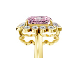 Yellow gold Fancy Pink Radiant  Halo Cluster Diamond Engagement Ring with Solitaire Band and Prong Setting_54