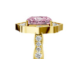 Yellow gold Fancy Pink Radiant  Halo Diamond Engagement Ring with Milgrain Band and Four-Prong Setting_59