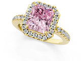 Yellow gold Fancy Pink Radiant  Halo Diamond Engagement Ring with Pavé Band and Four-Prong Setting_100