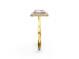 Yellow gold Fancy Pink Radiant  Halo Diamond Engagement Ring with Solitaire Band and Four-Prong Setting_22