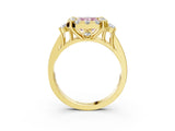 Yellow gold Fancy Pink Radiant  Halo Diamond Engagement Ring with Split Shank and Four-Prong Setting 3