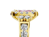 Yellow gold Fancy Pink Radiant  Halo Diamond Engagement Ring with Split Shank and Four-Prong Setting 5