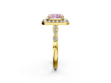 Yellow gold Fancy Pink Radiant  Halo Diamond Engagement Ring with Twisted Band and Four-Prong Setting 2