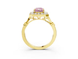 Yellow gold Fancy Pink Radiant  Halo Diamond Engagement Ring with Twisted Band and Four-Prong Setting 3