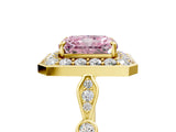 Yellow gold Fancy Pink Radiant  Halo Diamond Engagement Ring with Twisted Band and Four-Prong Setting 5