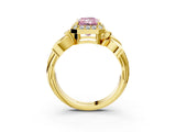 Yellow gold Fancy Pink Radiant  Halo Diamond Floral Band with Four-Prong Setting_58