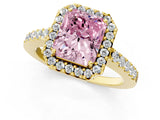 Yellow gold Fancy Pink Radiant  Halo Diamond Pavé Solitaire Ring_52