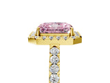 Yellow gold Fancy Pink Radiant  Halo Diamond Pavé Solitaire Ring_56