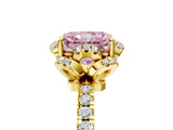 Yellow gold Fancy Pink Radiant  Halo Diamond Pave Band Ring with Four-Prong Setting_20