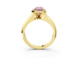 Yellow gold Fancy Pink Radiant  Halo Diamond Ring with Cathedral Band and Four-Prong Setting_52