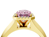 Yellow gold Fancy Pink Radiant  Halo Diamond Ring with Cathedral Band and Four-Prong Setting_53