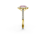 Yellow gold Fancy Pink Radiant  Halo Diamond Ring with Pavé Band and Prong Setting_39