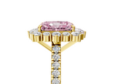 Yellow gold Fancy Pink Radiant  Halo Diamond Ring with Pavé Band and Prong Setting_42