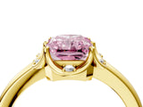Yellow gold Fancy Pink Radiant  Halo Diamond Ring with Round Cluster Setting, Solitaire Band, and Four-Prong Setting_53