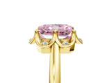 Yellow gold Fancy Pink Radiant  Halo Diamond Ring with Round Cluster Setting, Solitaire Band, and Four-Prong Setting_54