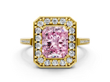Yellow gold Fancy Pink Radiant  Halo Diamond Ring with Split Shank and Four-Prong Setting_53