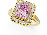 Yellow gold Fancy Pink Radiant  Halo Diamond Ring with Split Shank and Four-Prong Setting_54