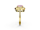 Yellow gold Fancy Pink Radiant  Halo Diamond Ring with Split Shank and Four-Prong Setting_55