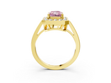 Yellow gold Fancy Pink Radiant  Halo Diamond Ring with Split Shank and Four-Prong Setting_56