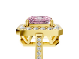 Yellow gold Fancy Pink Radiant  Halo Diamond Ring with Split Shank and Four-Prong Setting_58