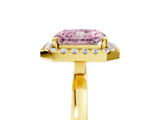 Yellow gold Fancy Pink Radiant  Halo Diamond Solitaire with Pavé Band and Four-Prong Setting_80