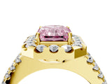 Yellow gold Fancy Pink Radiant  Halo Diamond Split Shank Engagement Ring with Prong Setting_61