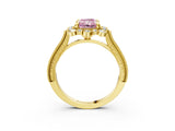 Yellow gold Fancy Pink Radiant  Halo Milgrain Pave Diamond Ring with Four-Prong Setting 3