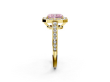 Yellow gold Fancy Pink Radiant  Halo Pavé Diamond Engagement Ring with Bezel Setting_21