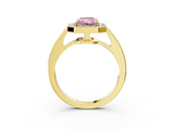 Yellow gold Fancy Pink Radiant  Halo Pavé Diamond Engagement Ring with Bezel Setting_22