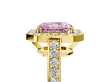 Yellow gold Fancy Pink Radiant  Halo Pavé Diamond Engagement Ring with Bezel Setting_24