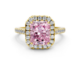 Yellow gold Fancy Pink Radiant  Halo Pavé Diamond Engagement Ring with Four-Prong Setting_3