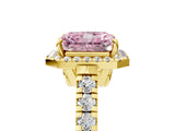 Yellow gold Fancy Pink Radiant  Halo Pavé Diamond Engagement Ring with Four-Prong Setting_31